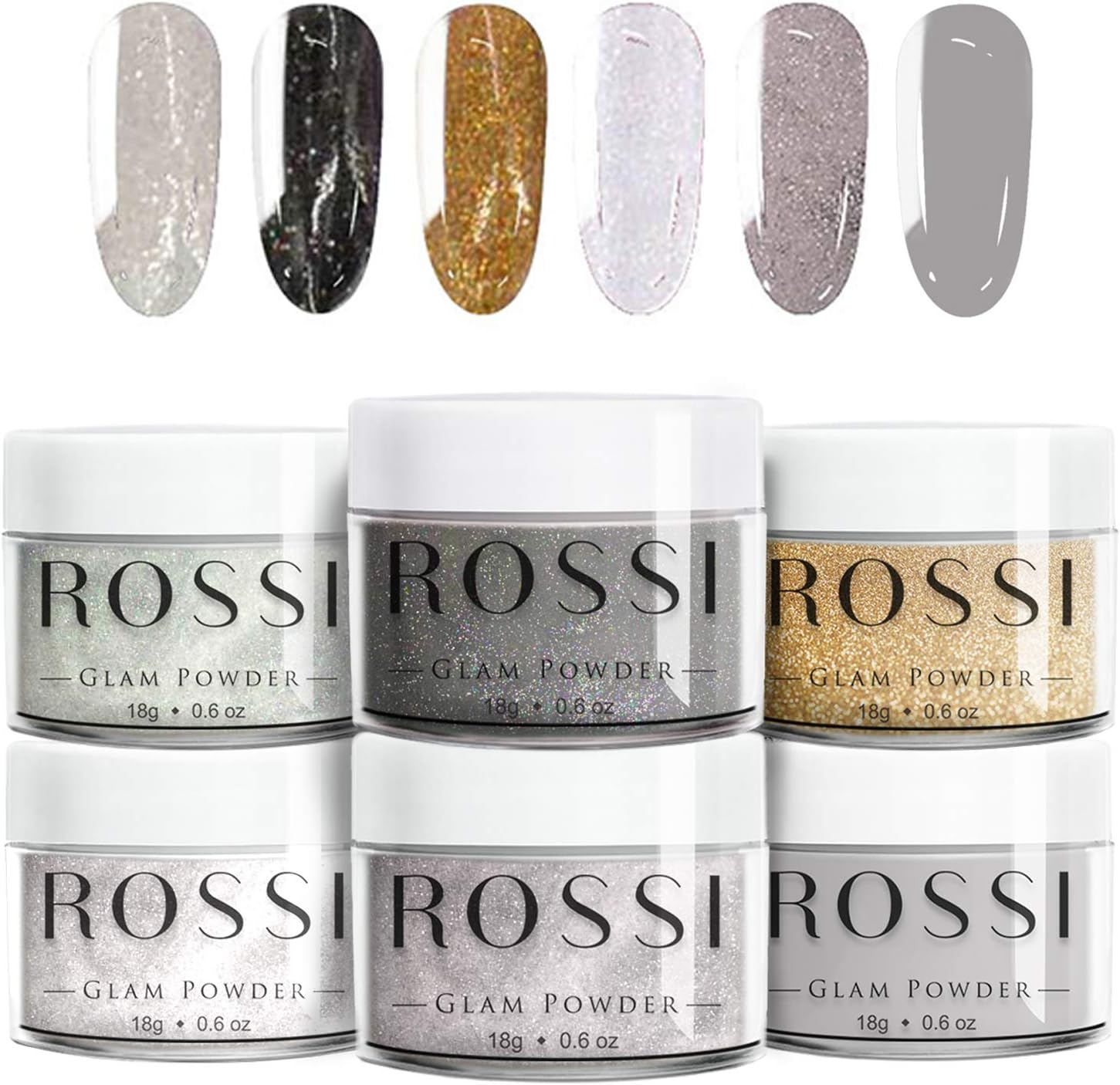 ROSSI Nails Dipping Powder Nails Kit 6 Color | 0.6 oz/jar | Easy to Apply | Dip Powder Kit, No UV Lamp, Nail Art Manicure (Don’t Need Your Approval)