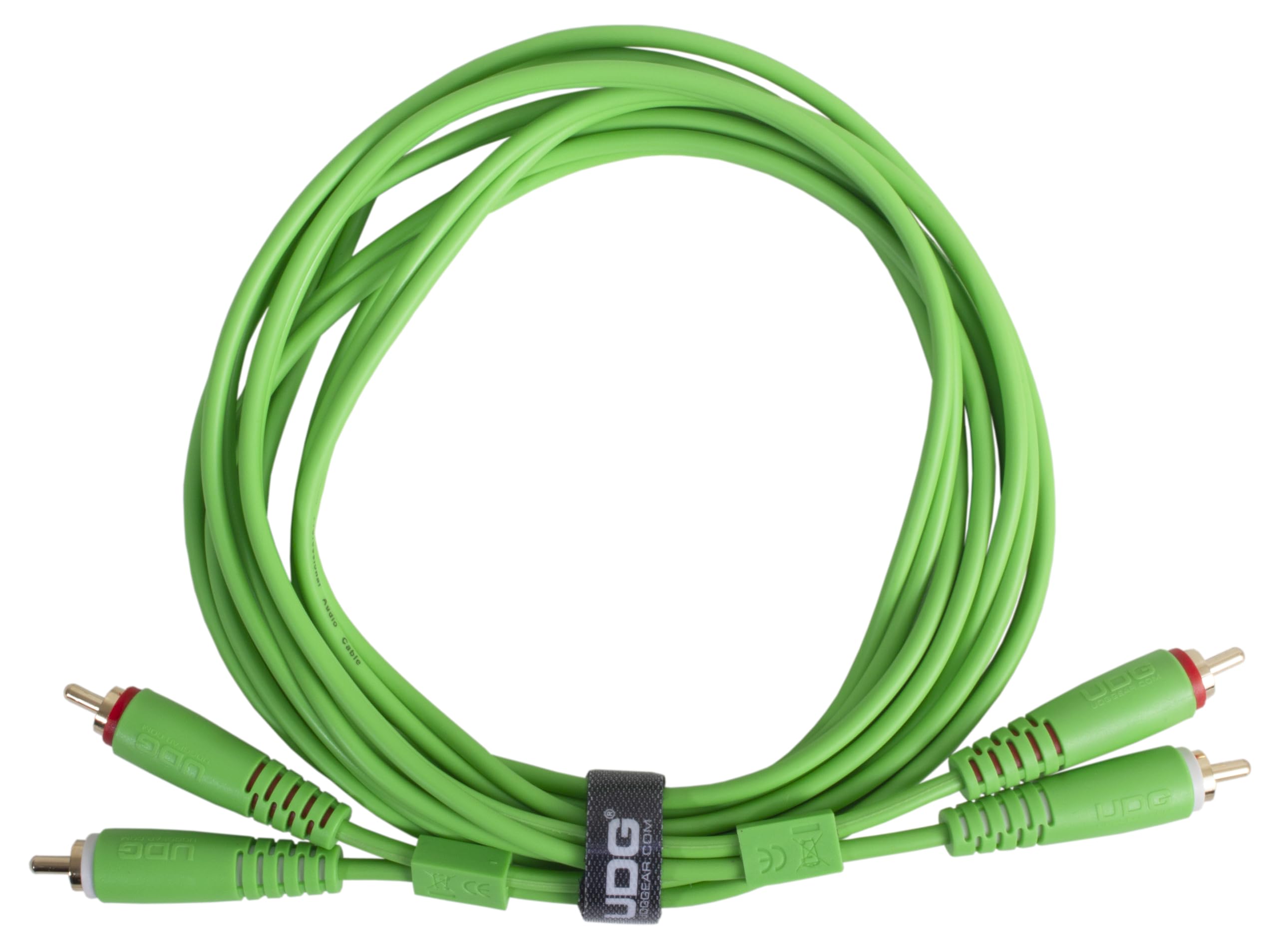 UDG Audio Cable Set RCA - RCA Green Straight 1.5m, Compatible with all Jack to Jack devices
