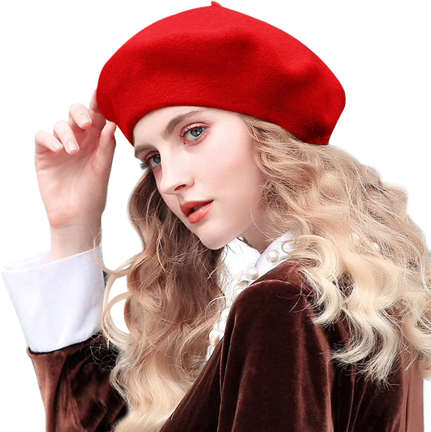 7174 Womens Beret French Classic Beanie Hat Wool Beret Solid Color Classic Solid Color Wool French Beret Women main image 3