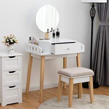 Amazon Com Lovelabel One Drawer Wooden Vanity Makeup Dressing