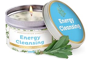 Magnificent 101 Long Lasting Pure Sage Candle for Manifestation & House Energy Cleansing | 6 Oz - 35 Hour Burn | All Natural Soy Wax Candle with Pure Sage Leaves | an Ideal Spiritual Gift