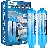 2-pack Tastepure RV Water Filter, Advanced RV Inline Water Filter with Flexible Hose Protector, KDF&GAC Reduces Bad Taste, Odors, Chlorine, and Sediment, Camping Essentials for Fresh Drinking Water