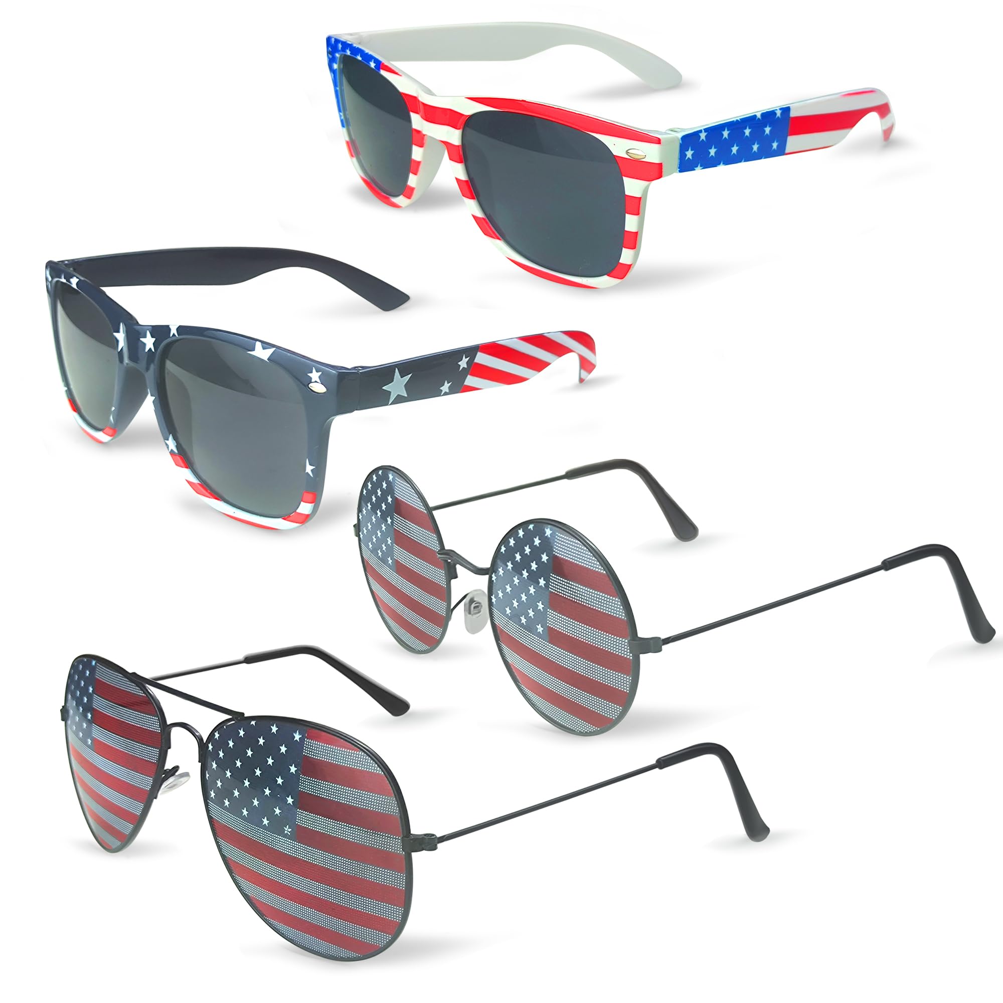 Photo 1 of ?4 Pairs? 4th of July Glasses Sunglasses 4th of July Accessories for Women American Flag Glasses Fourth of July Outfit Women Patriotic Sunglasses Party Favors USA Glasses Fourth of July Deals
