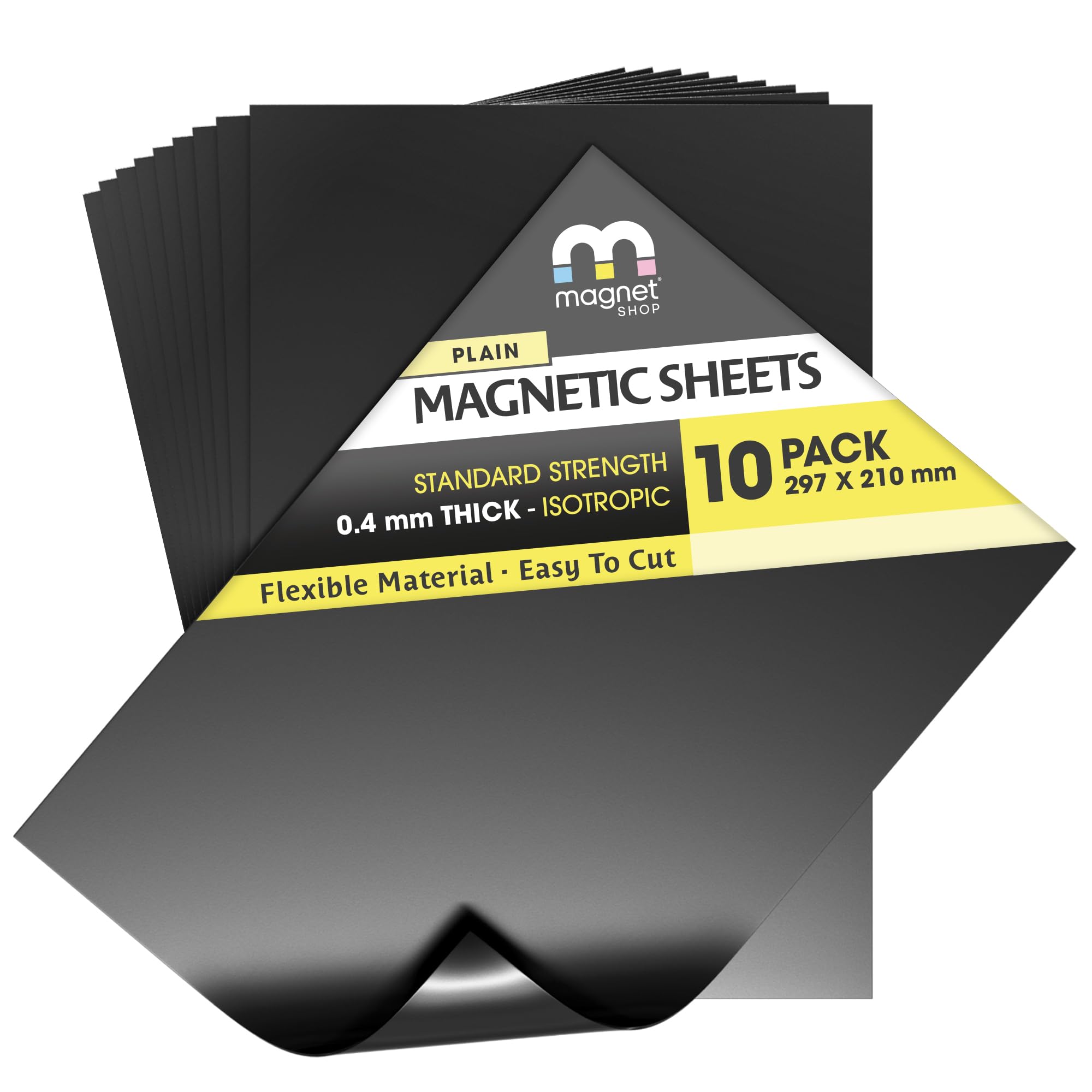 TMS A4 Magnetic Sheets - Magnets for Crafts, 0.4mm Flexible Sheeting for Die Storage, Art, Crafts or Making your own Fridge Magnets - 10 Pack - by The Magnet Shop
