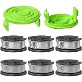 YWTESCH 0.065" Single Line Trimmer String Spool Fit for Greenworks Trimmer | 16Ft Auto-Feed Weed Wacker String Replacement Parts, String Trimmer Refill fits Greenworks Weed Eater(6 Spool+2 Cap)