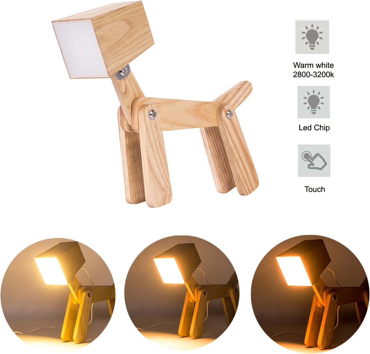 Lampara De Mesilla Táctil Dimmable Lampara De Mesa LED Diseño Pájaro Lámpara De Mesa Moderna Lámpara Pájaro Giratoria Ajustable Metal-Acrílico Lámpara De Noche Pájaro Para Dormitorio Salon,1 Bird