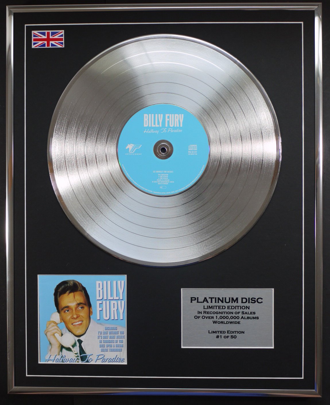 BILLY FURY/LTD EDITION CD PLATINUM DISC/HALFWAY TO PARADISE