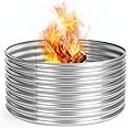 Fire Pit Ring 48 Inch, Raised Height 24 Inch, Jotesnew Fire Ring for Sofa Outside Fire Wood-Burning Pit, Heavy Duty Steel Fire Pit In-Ground for Backyard, Camping, Bonfire, 4x4x2FT, Silvery