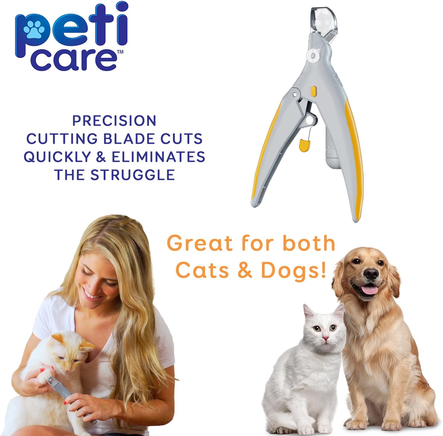 Allstar Innovations PetiCare LED Light Pet Nail Clipper- Great for Trimming Cats & Dogs Nails & Claws, 5X Magnification That Doubles as a Nail Trapper, Quick-Clip, Steal Blades