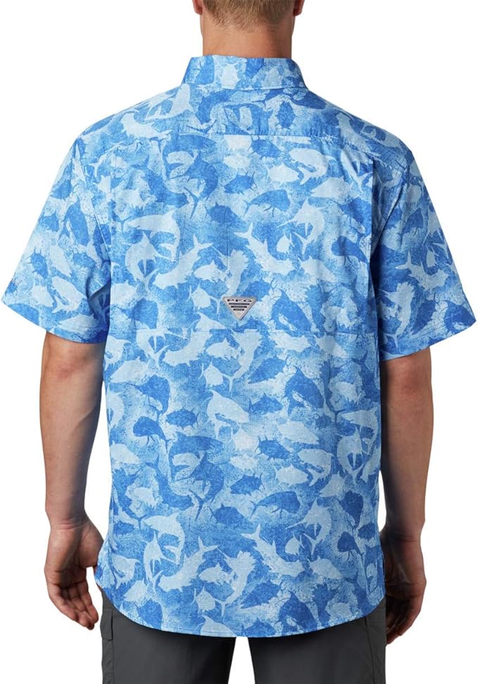 Columbia 哥伦比亚 Super Low Drag PFG钓鱼系列 透气速干排汗 UPF40防晒 男式印花短袖衬衫 S码3.2折.33 海淘转运到手约￥152