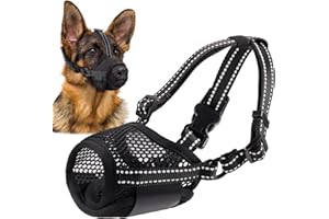 BONTHEE Dog Muzzle,Soft Mesh Muzzle for Small Medium Large Dogs to Prevent Biting,Pets Muzzle for Chihuahua Poodle Husky Labrador Retriever, Breathable Drinkable Adjustable for Chewing Grooming(M)