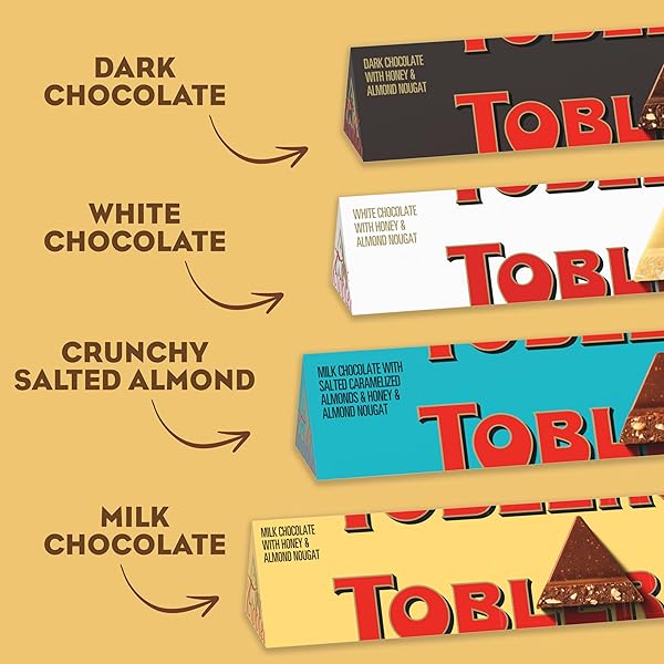 TOBLERONE ASSORTED CHOCOLATE BARS VARIETY PACK (MILK, DARK, WHITE, & SALTED CARAMELIZED ALMONDS), MOTHER’S DAY, 12 – 3.52 OZ BARS