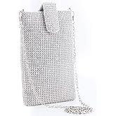 JUANALINE Evening Handbags Clutch Purses for Women Metal mesh Small Crossbody Bag Cell Phone Purse Wallet