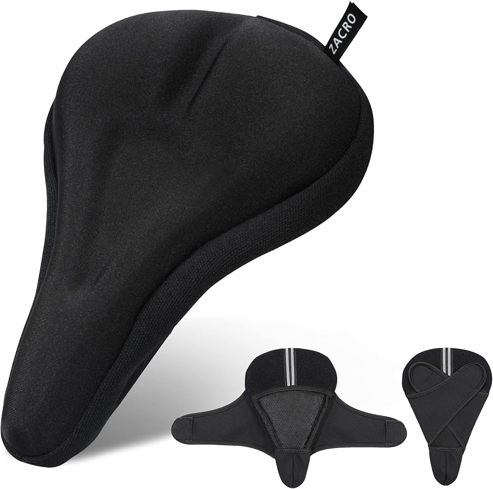 Zacro Gel Bike Seat Cover Extra Soft Gel Cushion with Reflective Stripes Black