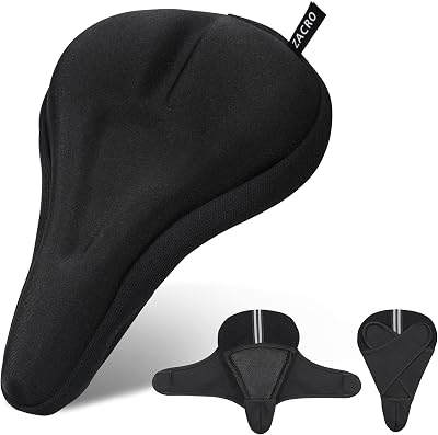Zacro Gel Bike Seat Cover Extra Soft Gel Cushion with Reflective Stripes Black