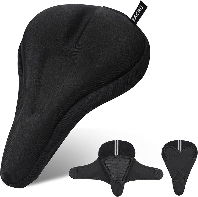 Zacro Gel Bike Seat Cover Extra Soft Gel Cushion with Reflective Stripes Black
