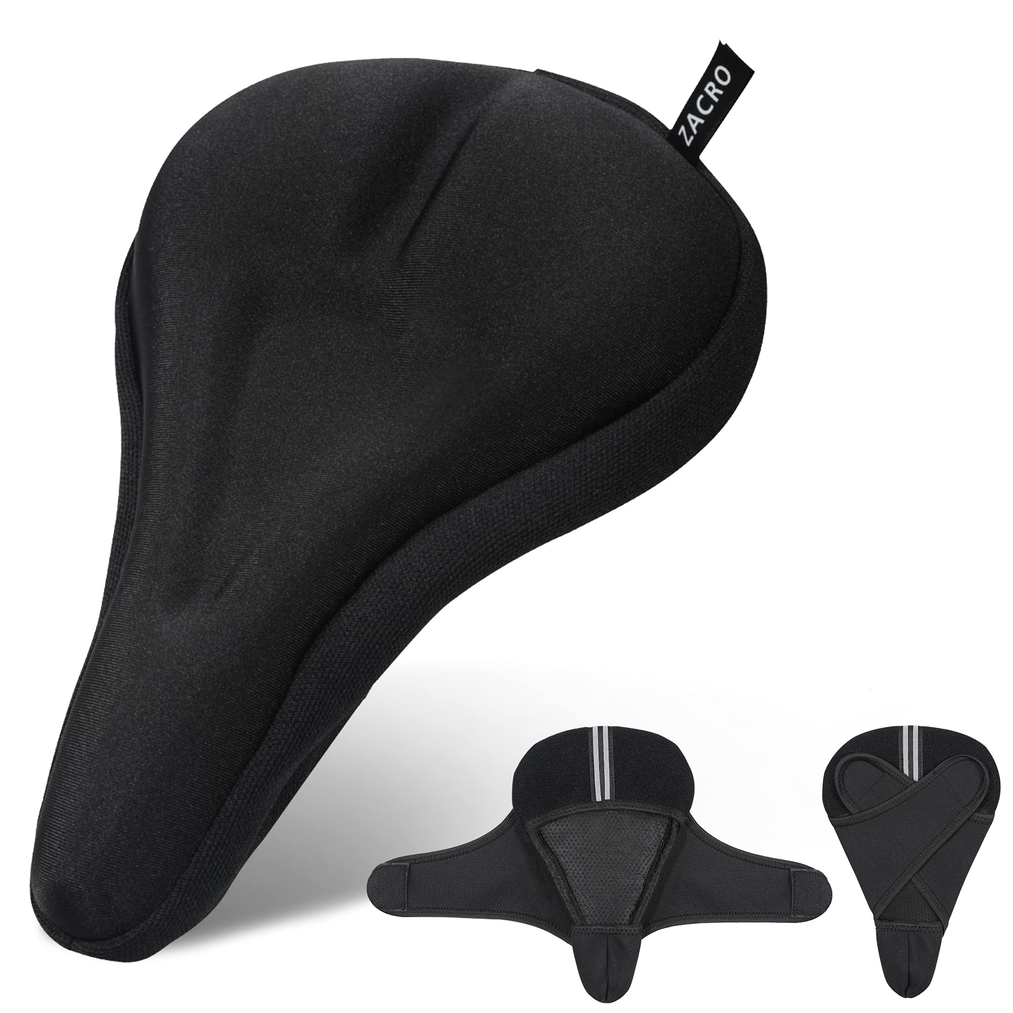 Zacro Gel Bike Seat Cover - Extra Soft Gel Bicycle Seat - Bike Saddle Cushion with Water&Dust Resistant Cover (Black)