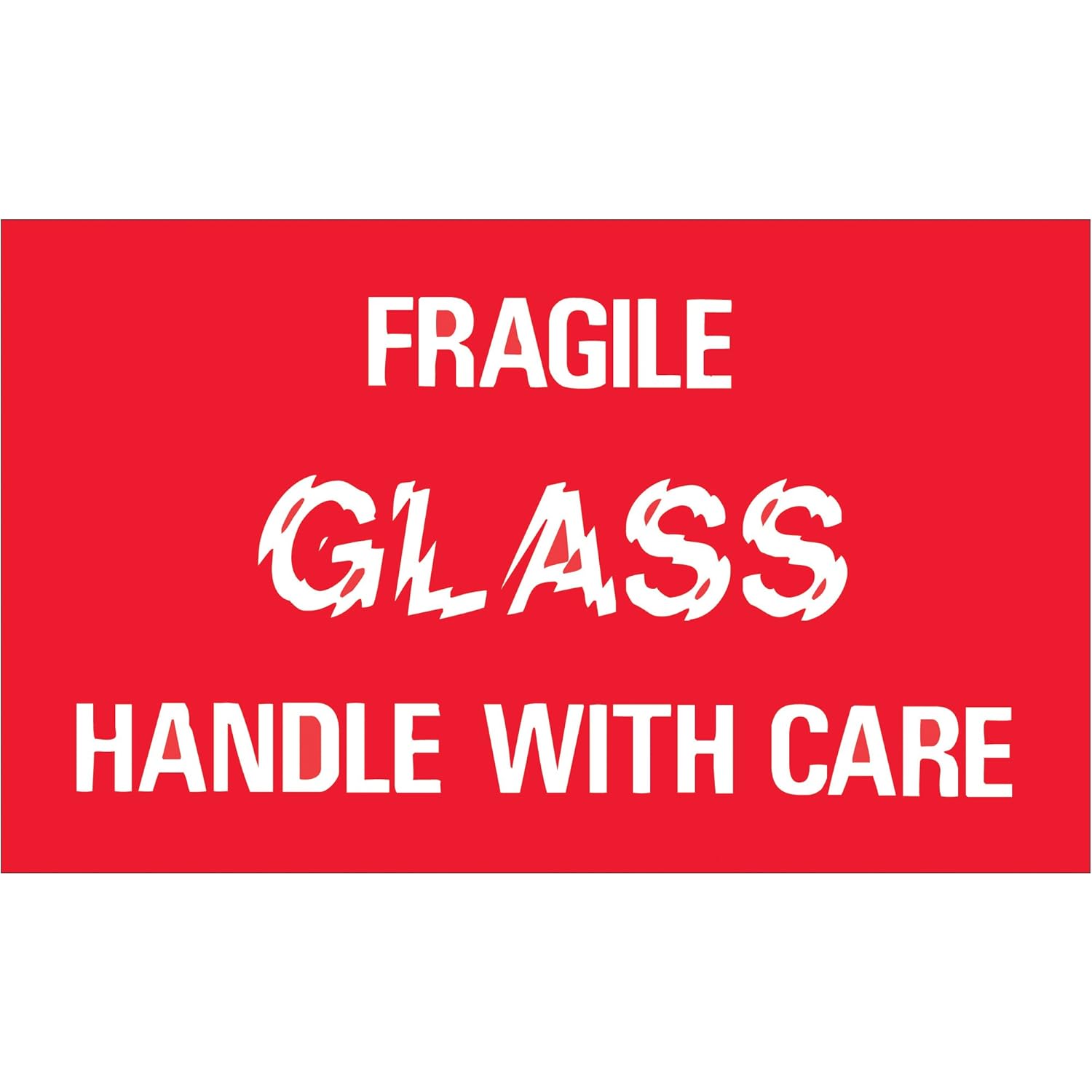 "Fragile Glass Handle With Care" Labels/Stickers, 3" x