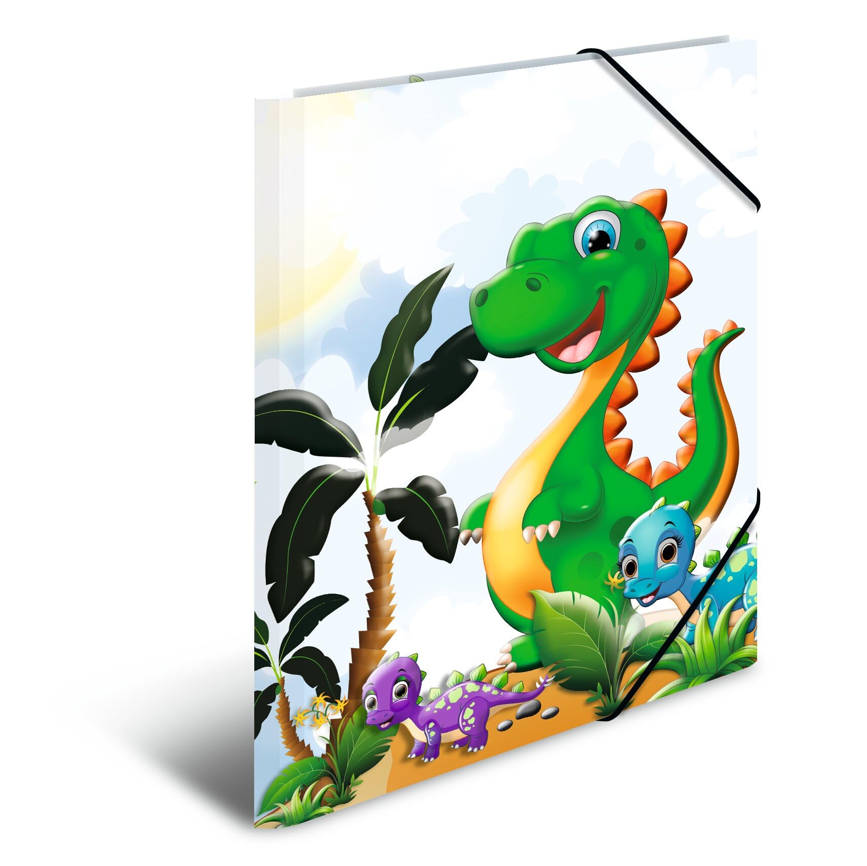 HERMA Elastic Folder Kindergarten with Dinos Motif, A4, Sturdy Cardboard, with Inner Print, 1 Span Folder