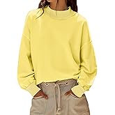 TERIVEEK Mock Neck Sweatshirt for Women Oversized Turtleneck Long Sleeve Hoodies 2025 Fall Casual Drop Shoulder Pullover Tops