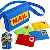 Libima Felt Mailbox with Envelopes Kids Valentine Mailbox Toy, Blue | Mail Bag, Gift Box, Letter Greeting Cards, 10 x 8 in Carrier for Boys Girls Pretend Postman Mailman for Preschool Classroom