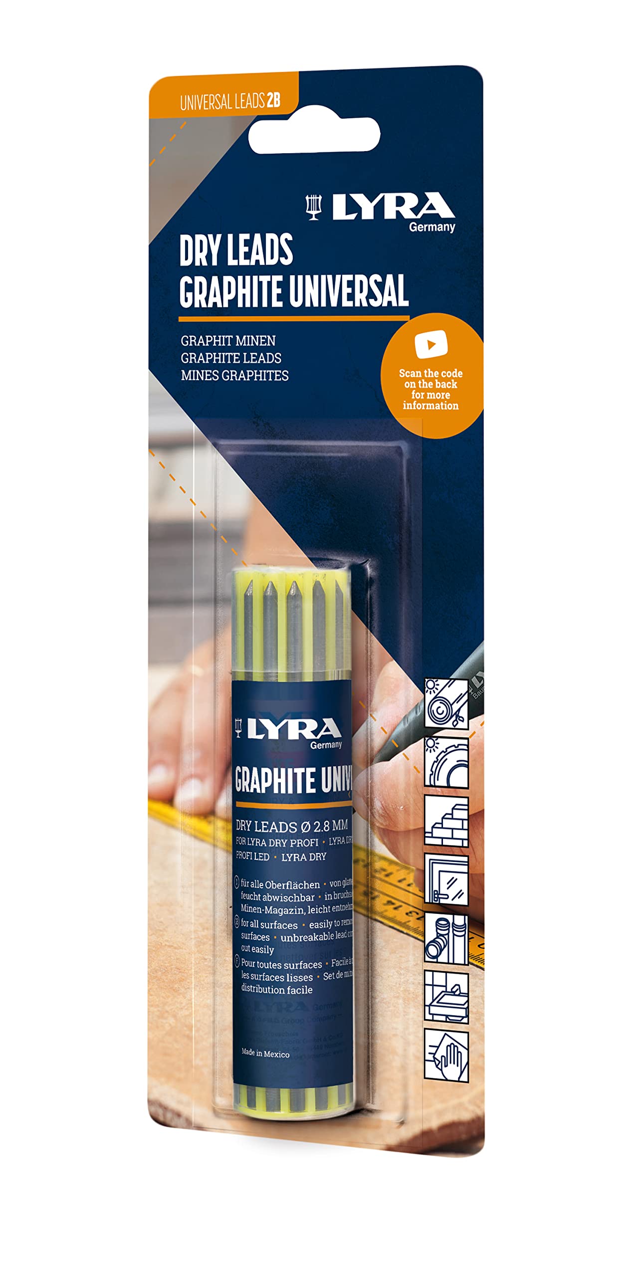 Lyra L4498003 LYRA Dry Blister Refill Set Filled with 12 Universal Graphite Refill in 2B