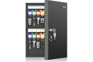 Uniclife 32 Position Key Lock Box, Wall Mount Key Box, Car Key Organizer with Writable Key Racks and Tags, Security Key Cabinet, Car Key Holder Storage Box for Office Hotel & Company