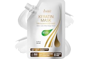 VITAMINS hair cosmetics Keratin Hair Mask - Deep Repair Conditioner with Biotin & Castor Oil - For Damaged, Dry, Curly, Straight, Thin & Fine Hair - Intense Collagen Protein Treatment