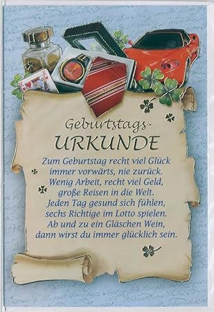 Hochwertige Geburtstagskarte Geburtstags Urkunde Mit Spruch