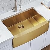 Hotis Home Gold Farmhouse Sink, 33 Inch Stainless Steel Farmhouse Kitchen Sinks, Single Bowl Burshed Gold Apron Front Farm Si