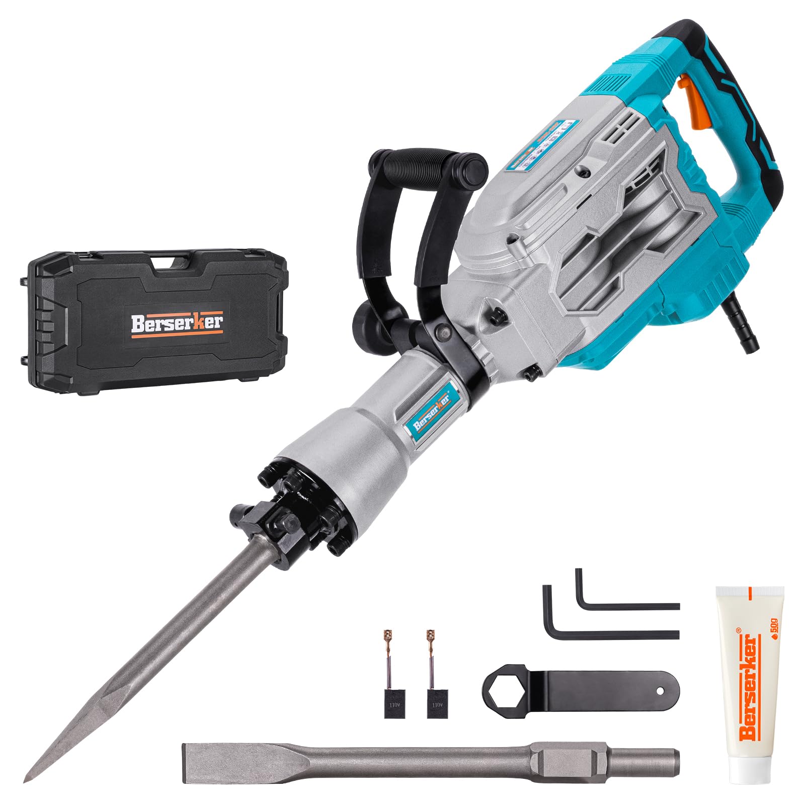 Photo 1 of Berserker 1700W 30-Pound Demolition Jack Hammer with 1-3/16" Hex, 14-Amp Corded Electric Heavy Duty Demo Chipping Hammer Concrete/Pavement Breaker with Carrying Case Flat Chisel Bull Point Chisel