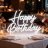 Neonawall Happy Birthday Neon Sign for Wall Decor, 17.72 x 12.2 Inch USB Powered LED Light up Sign, Birthday Party LED Signs for Backdrop All Birthday Party Decoration