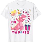 Girl 2nd Birthday Two Rex Second 2 Year Old Dinosaur Match T-Shirt