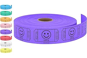 Tacticai 500 Raffle Tickets, Smile, Purple (1 of 8 Colors), Single Roll, Ticket for Events, Entry, Class Reward, Fundraiser & Prizes