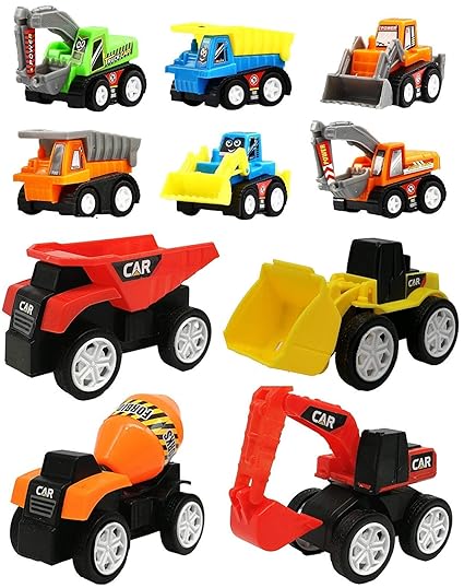 Wishkey 10 Pcs Construction Vehicles Pull Back Toy Cars Playset,Truck Model Kit for Children Toddler Kids Mini Engineering Educational Toys