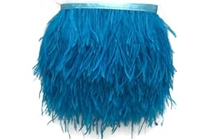 KOLIGHT Pack of 2 Yards Natural Dyed Ostrich Feathers Trim Fringe 4~5inch for DIY Dress Sewing Crafts Costumes Decoration (Sky-Blue)