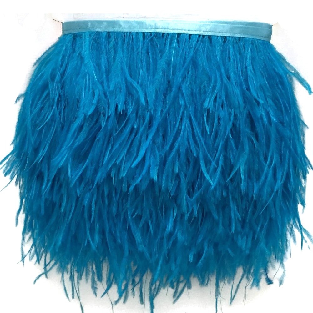 KOLIGHT Pack of 1.8m Natural Dyed Ostrich Feathers (9~12cm) Trim Fringe for DIY Dress Sewing Crafts Costumes Decoration (Sky-Blue)