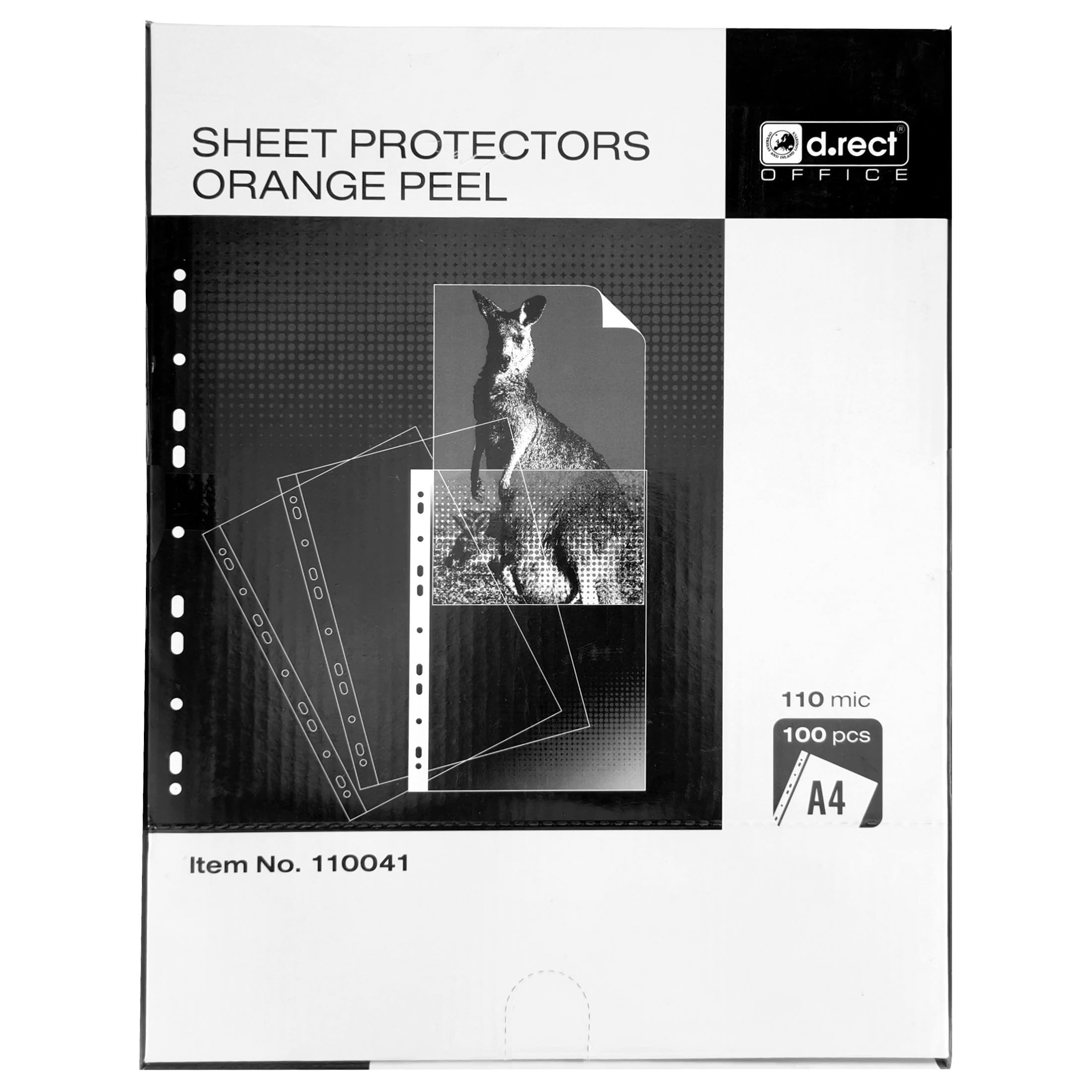 D.RECT 100 A4 Transparent Plastic Document Sleeves with Flap