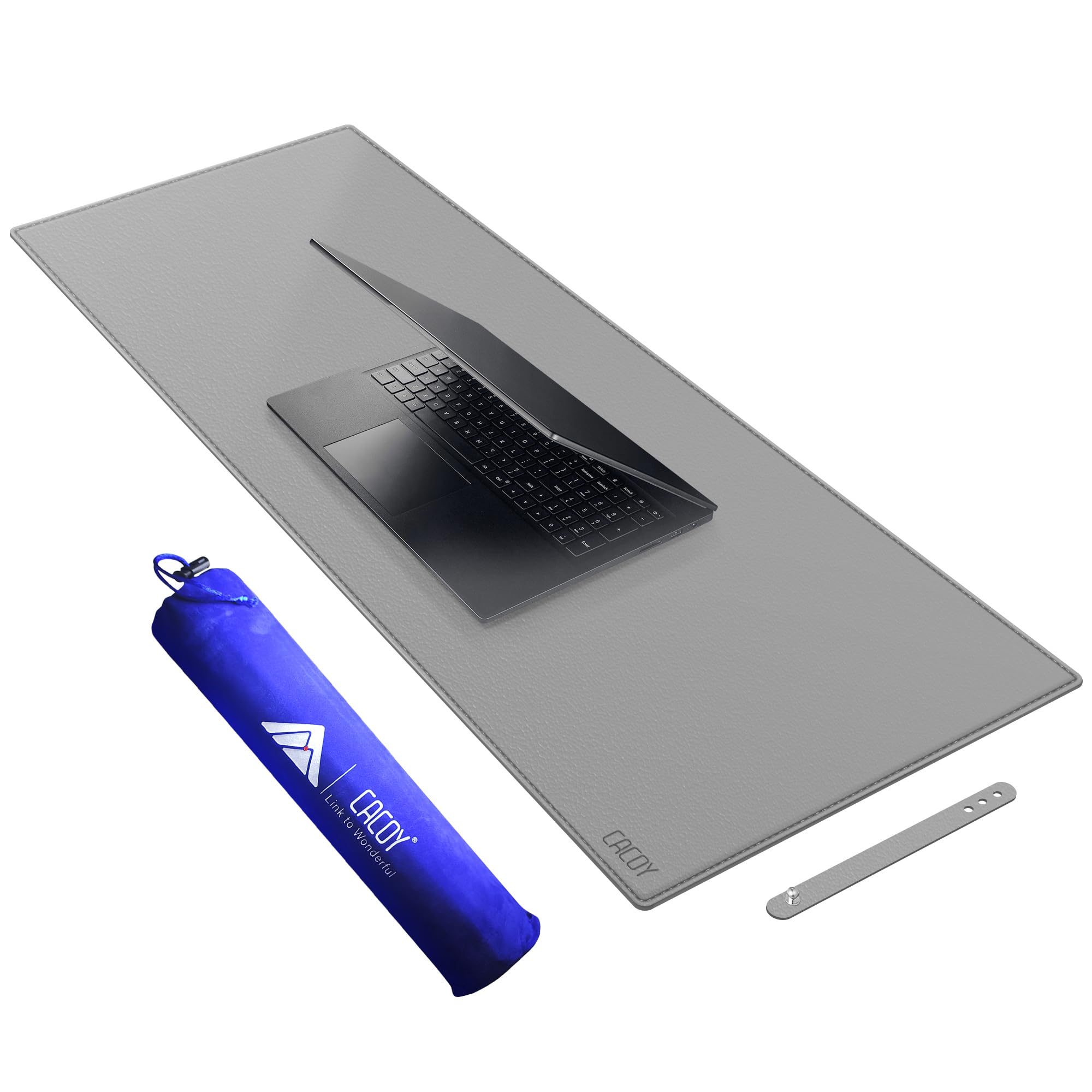 Cacoy 100x40 cm PU Leather Desk Pad, Extended Waterproof Desk Protector Mat for Home and Office, Waterproof Leather Desk Pad for Keyboard and Mouse, Large Gaming Keyboard Mouse Mat (Grey) — image 1
