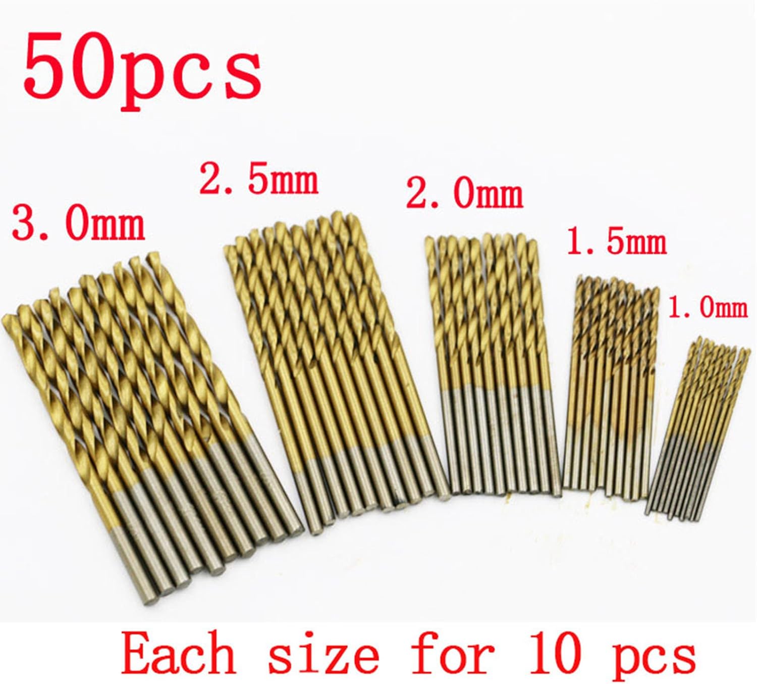 HALJIA 50Pcs Woodworking Twist Drill Bit Set 1-3mm Small HSS High Steel Titanium Coated Round Shank Tool for Wood Plastic Aluminum Copper Steel - Image 5