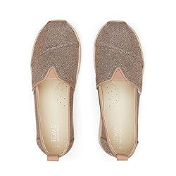 TOMS Girls Alpargata Loafer Flat, Gold Sparkle