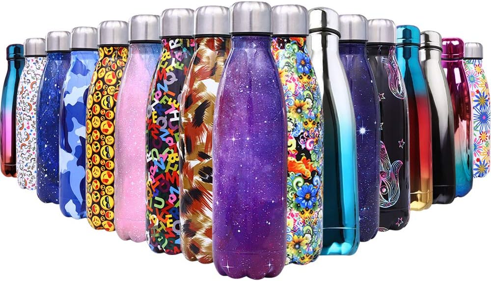 Mehomei Stainless Steel Water Bottle 500ML Double Wall Vacuum Insulated Drink Flask, Thermos Sport Hot Cold Cola Cup for Outdoor Sports Camping Hiking Cycling Bike