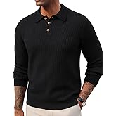 PJ PAUL JONES Mens Sweater Cable Knit Polo Collar Sweaters for Fall Winter