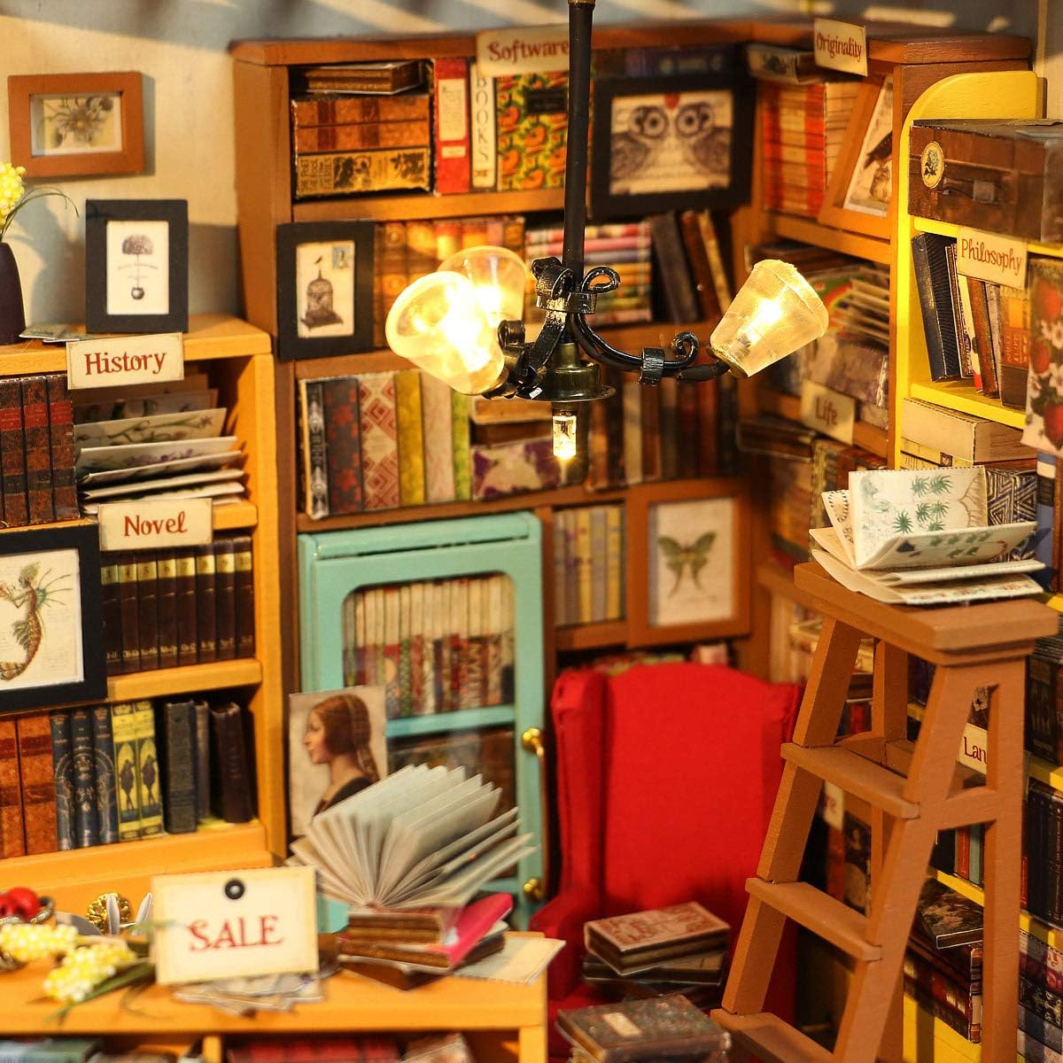 Rolife DIY Miniature Dollhouse Kits Books Store Wooden Dollhouse Model Creative Gifts for Kids Teens and Adults - Image 5