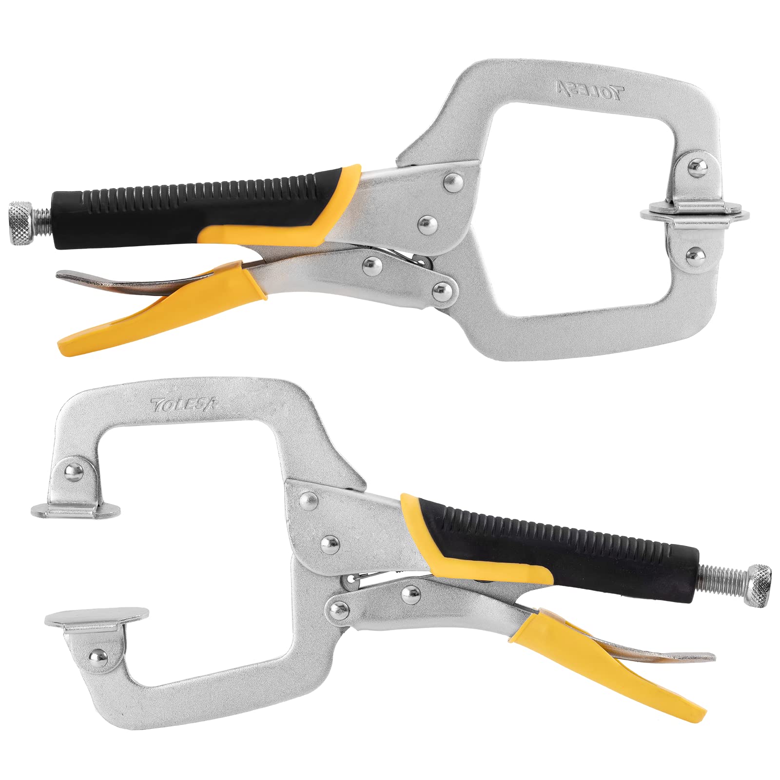 Metal Face Clamps for Woodworking - TOLESA 279mm（27.9 cm）Pocket Hole Jig Clamp Heavy Duty C Clamp Welding Clamps with Swivel Pads Adjustable Vise Grip Clamp,2Pcs