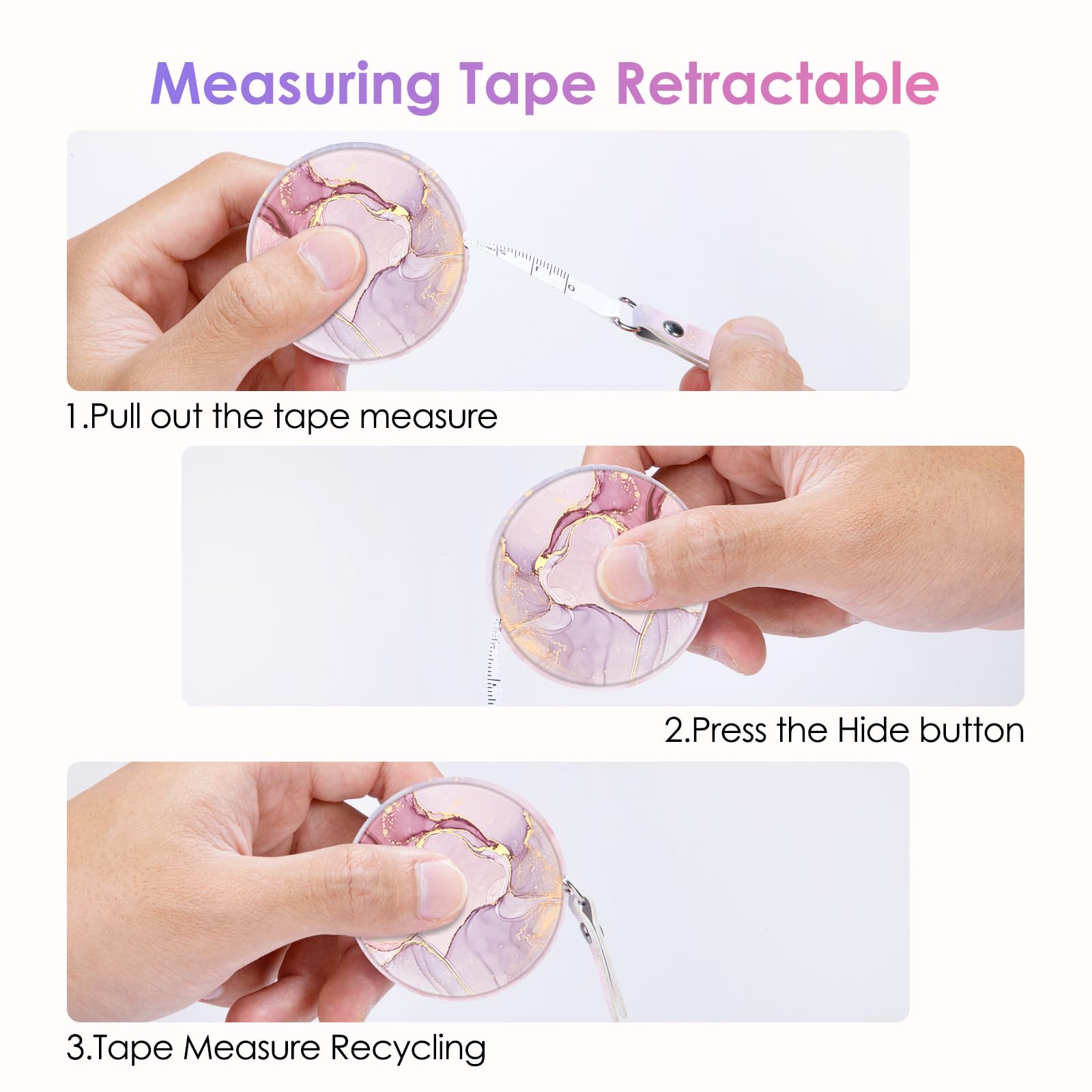 Gerkia Sewing Tape Measure，Colour Printed Small Retractable Soft Measuring Tape for Tailor Cloth Fabric Body Measurements.