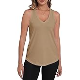 PRIMODA Womens Loose Fit Tank Tops V Neck Sleeveless Top Shirts Casual Summer Flowy Shirt