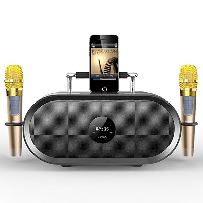 RHM Karaoke Machine for Kids&amp;Adult,2 Wireless Microphones,Rechargeable Battery Speaker,Portable PA Speaker System with Bluetooth/AUX/USB/SD for Home,Party,Wedding,Picnic Outdoors&amp;Indoors Activities