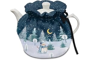 Freewander Teapot Dust Cover Insulated Tea Cozy for Teapot Tea Kettle Cover Breakfast Insulation Lid Warmer Tea Cosy Kitchen Decorative Accessories,Cute Snowman Print