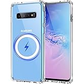 Pemuyak for Samsung Galaxy S10+ Plus Case 6.4 inch,with 200% Stronger Magnetic, Anti-Yellowing Military-Grade Protection Shockproof Anti-Scratch Skin-Friendly Case for Galaxy S10+ Plus, Clear